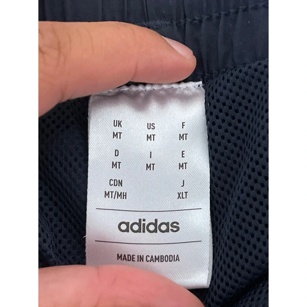 Adidas Mens Navy Blue 3-Stripe Athletic Shorts Size MT Drawstring Mesh Lined